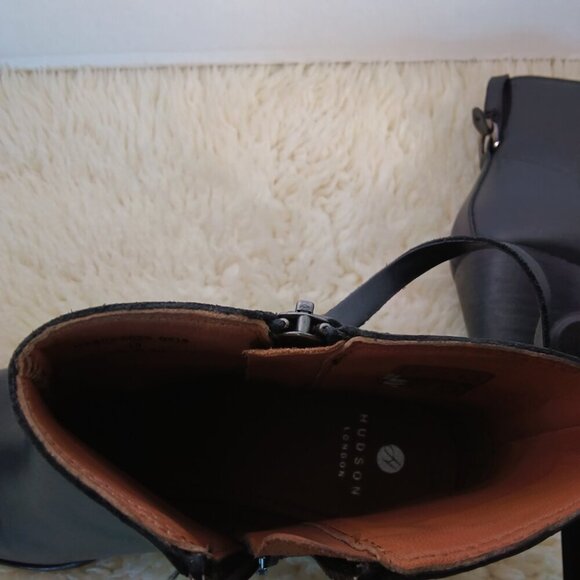 Women's Hudson London Larry Black leather heeled ankle boots size EU 39 - US 8 - Picture 6 of 12